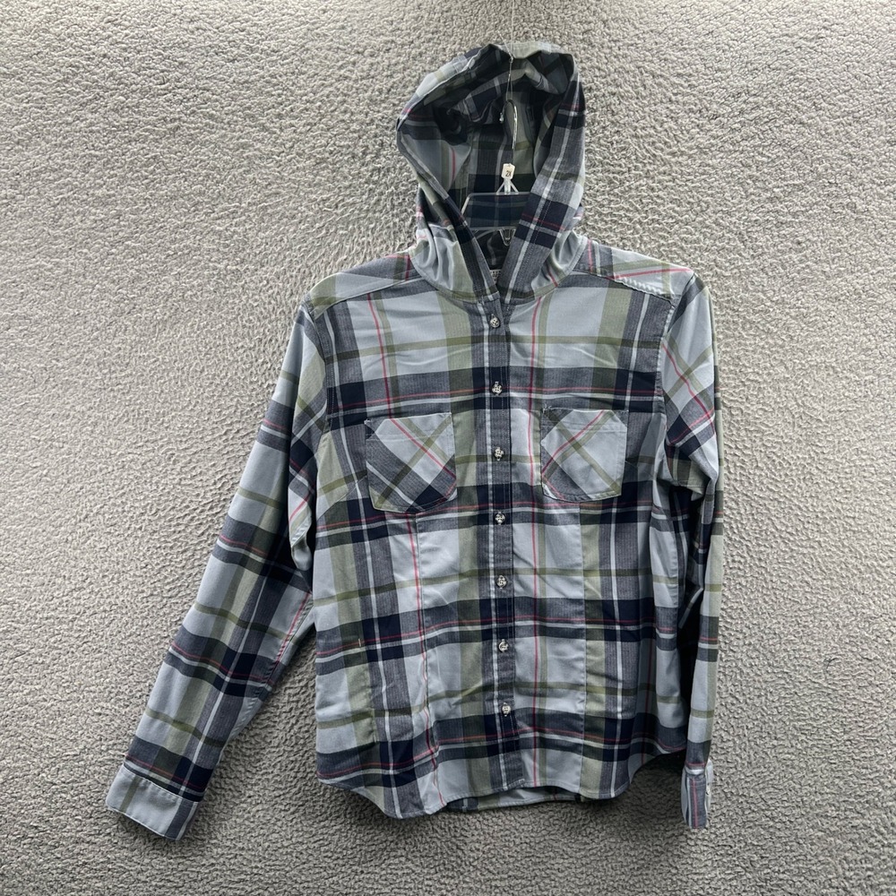 Mountain Hardwear Men Hooded Button Up Shirt XL Plaid Gorpcore Hiking Trail Camp